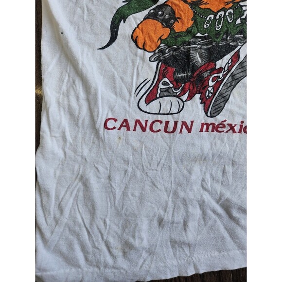 Vtg Punk Garfield Cancun Mexico Tank Top White 90's Punk Rock Party Hardy - Picture 3 of 15